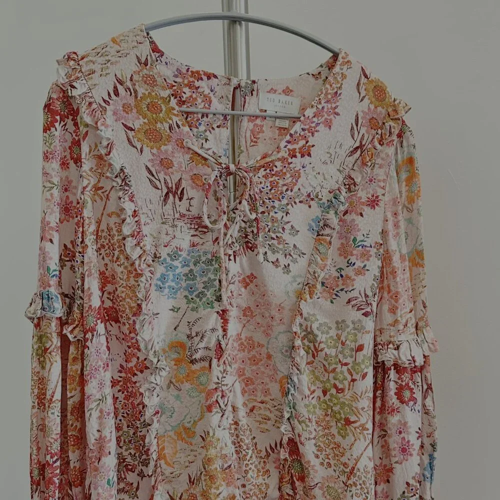 Ted Baker floral boho chic blouse, Ted Baker size 2 - Picture 3 of 9